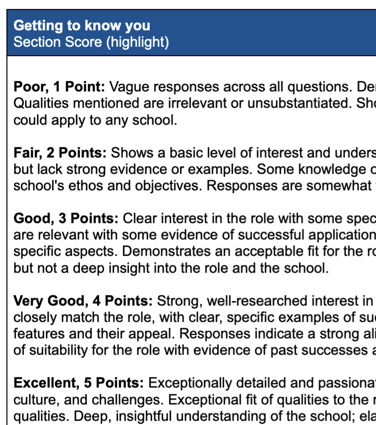 Headteacher Interview Template