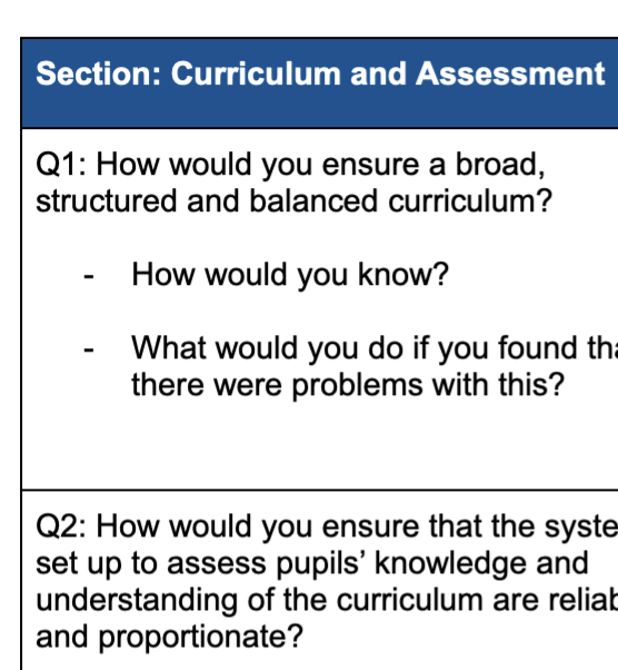 Headteacher Interview Template