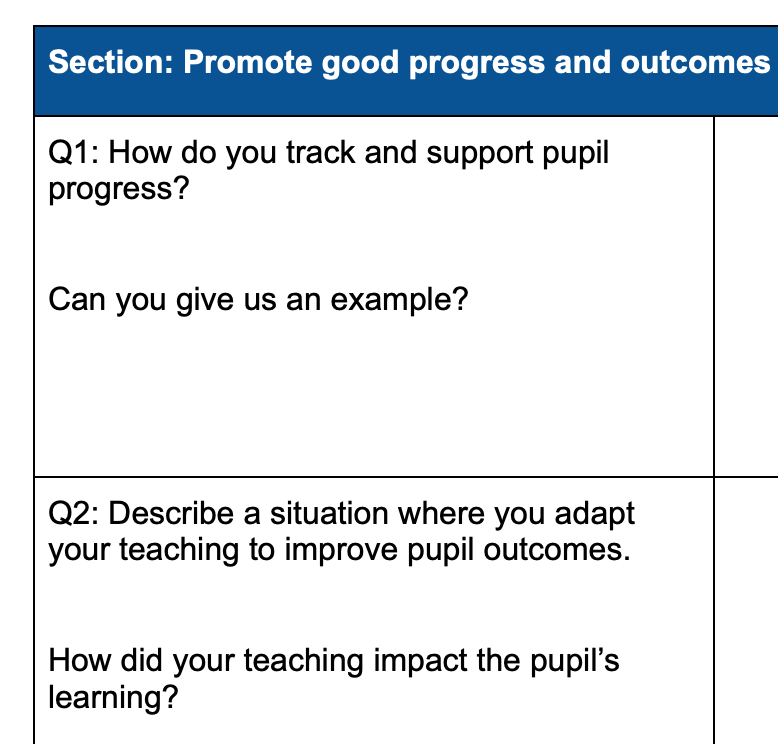 Class Teacher Interview Evaluation Template