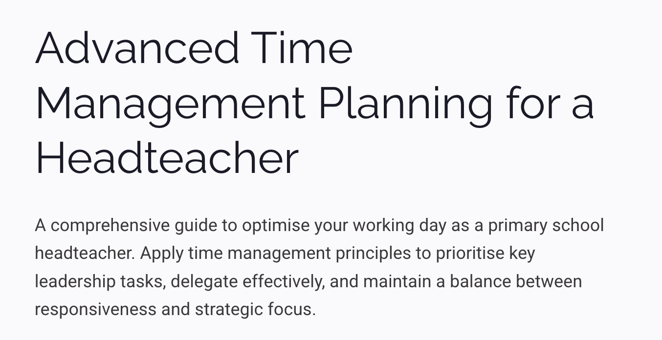 Time Management Prompts for Headteachers