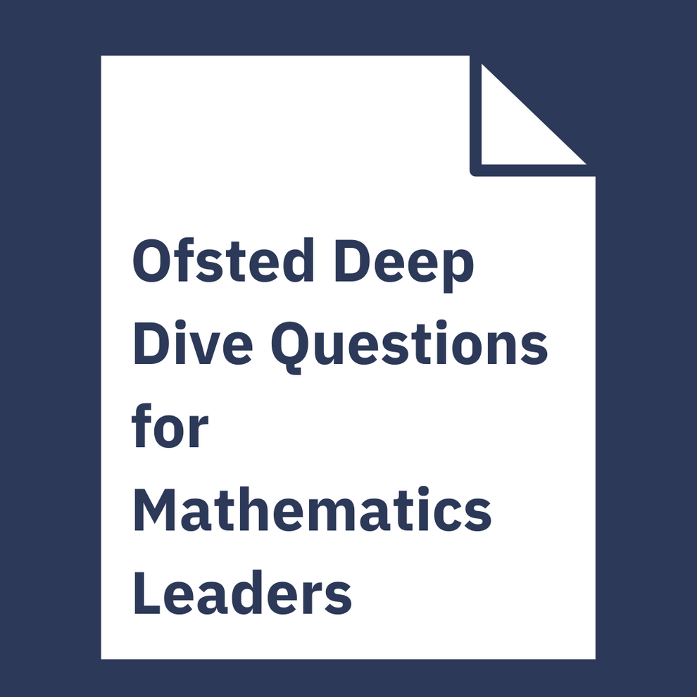 Deep Dive Questions for Mathematics Leaders School Leaders Shop