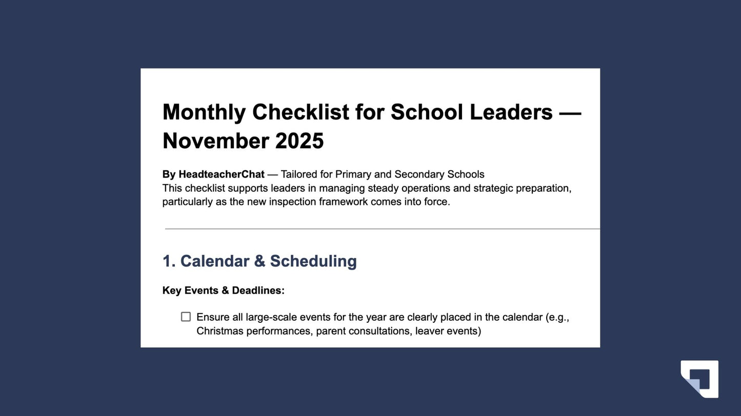 Monthly Checklist for School Leaders – November 2025