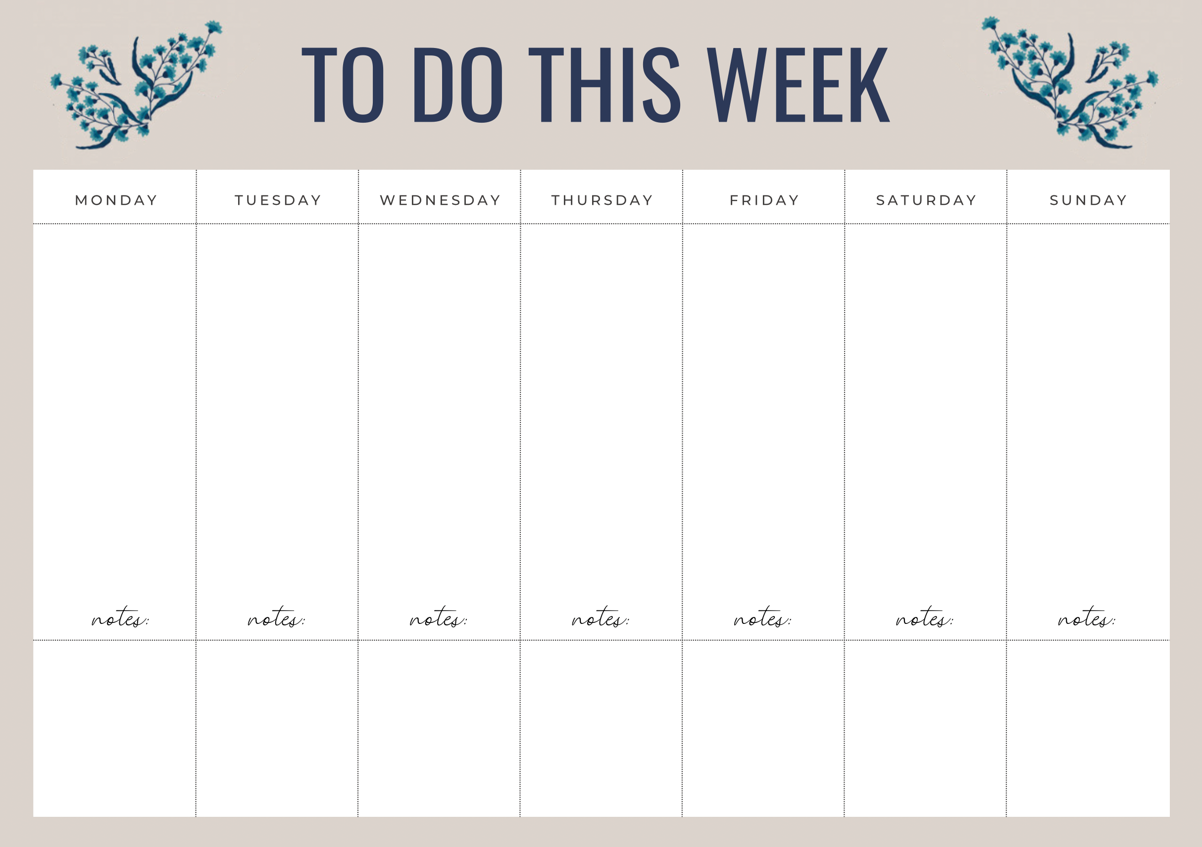 FREE 'Hazy Days' Weekly Planner