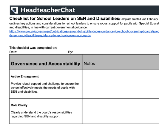SEND Governance Checklist – February 2025 Edition