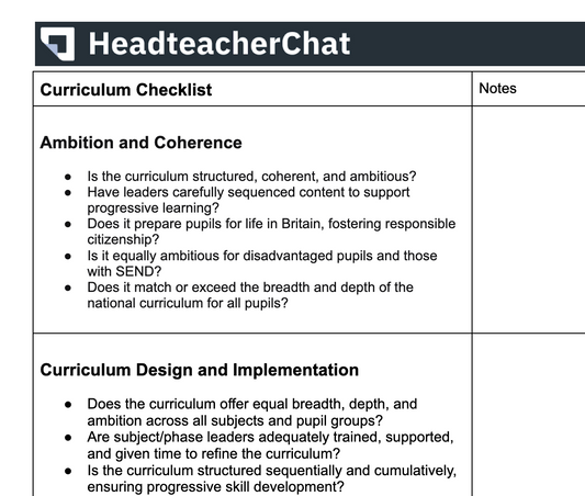 Comprehensive Curriculum Evaluation Framework and Checklist