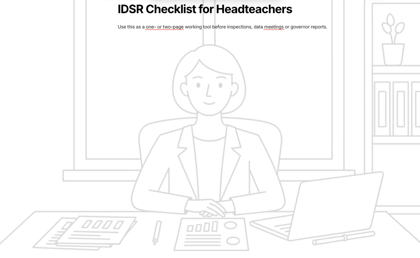 IDSR Checklist for Headteachers | Inspection Data Prep Tool
